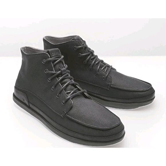 Olukai Nalukai Kapa Boots Men 9.5 Ankle Canvas Lace Up Black Shoes High Top main image 5